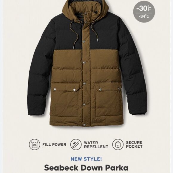 Eddie Bauer Black and Brown Puffer Jacket Insulated Winter Wear down filled mens - Picture 3 of 16